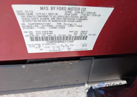 2016 Ford Taurus Sel из США, поврежденный, VIN 1FAHP2E89GG117687